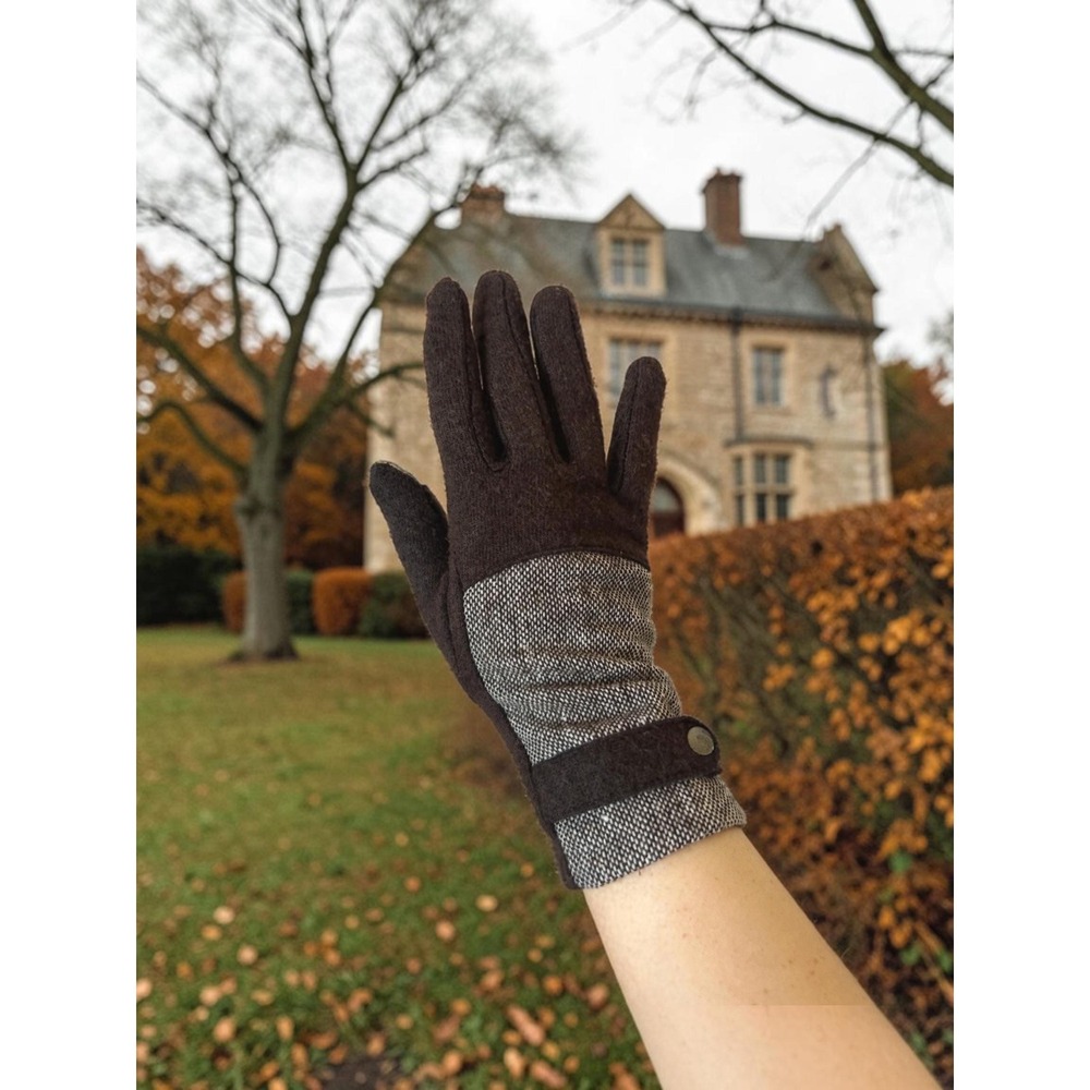 Vintage Style Wool Gloves - Brown Womens Winter Hand Warmers - S/M